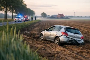 Auto belandt in akker na incident onder invloed
