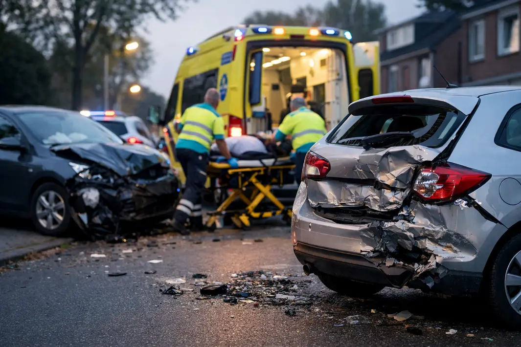 Bestuurder naar ziekenhuis na botsing tegen geparkeerde auto