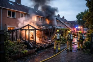 Brand in serre leidt tot schade aan drie woningen in Westervoort