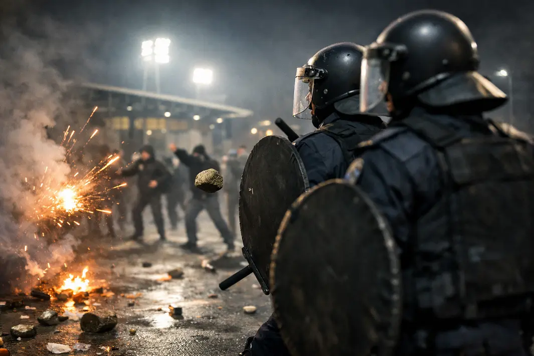 Onrust na voetbalwedstrijd door bekogeling van agenten met vuurwerk en stenen
