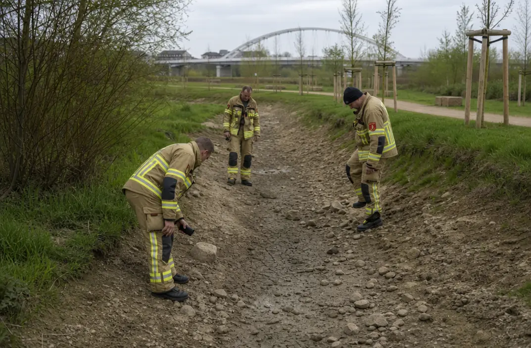 Brandweer onderzoekt plotseling drooggevallen beekje in Arnhem