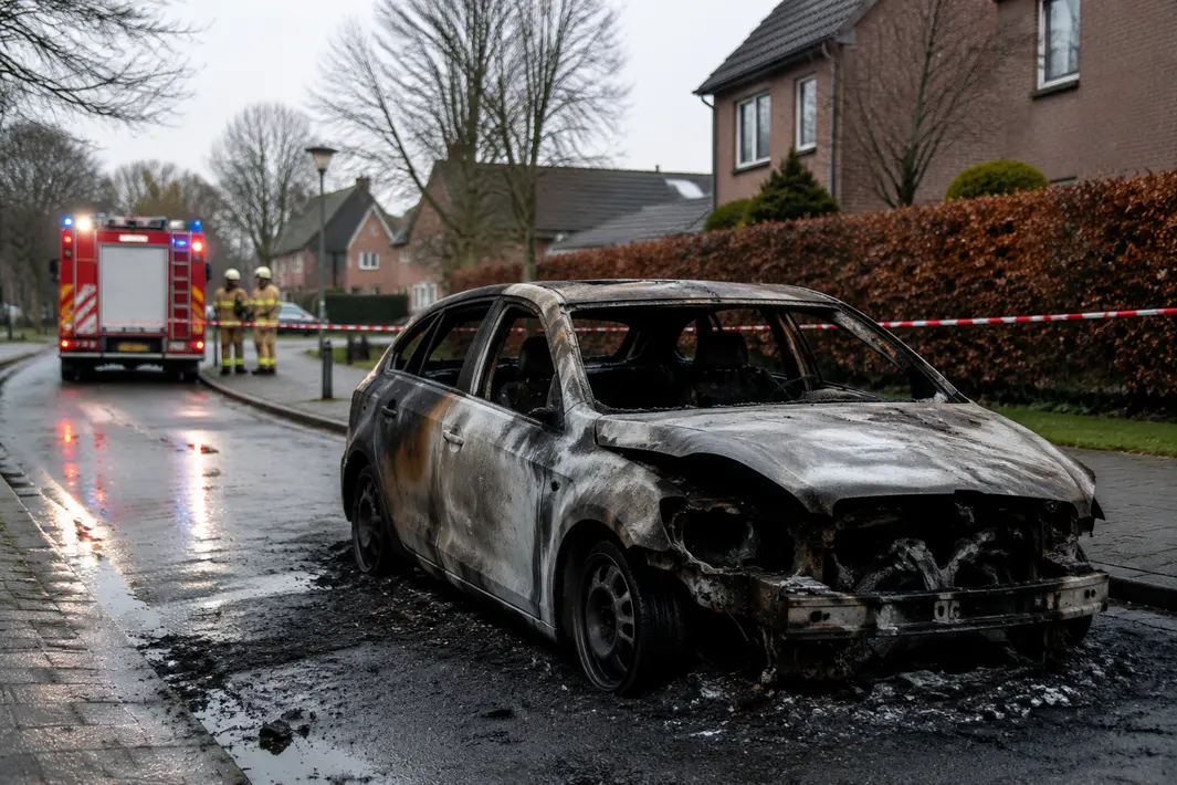 Geparkeerde auto verwoest door brand in Elst