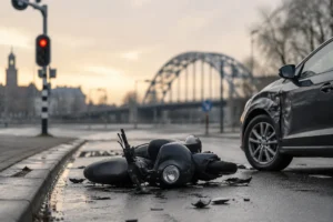 Zwaargewonde scooterrijder na botsing met auto in Arnhem