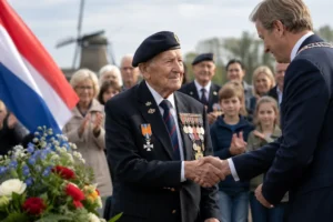 Honderdjarige Britse veteraan geëerd met speciale Nederlandse onderscheiding
