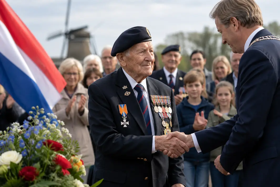 Honderdjarige Britse veteraan geëerd met speciale Nederlandse onderscheiding